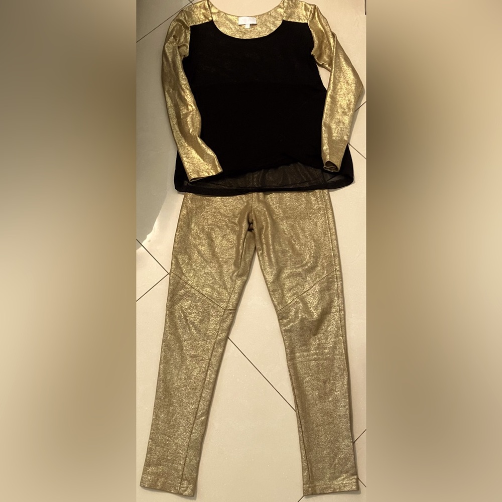 ALEXIS GOLD AND BLACK LOUNGE SET- SIZE S